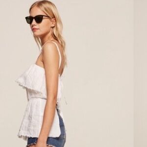 Reformation back tie linen white top SZ S copacabana